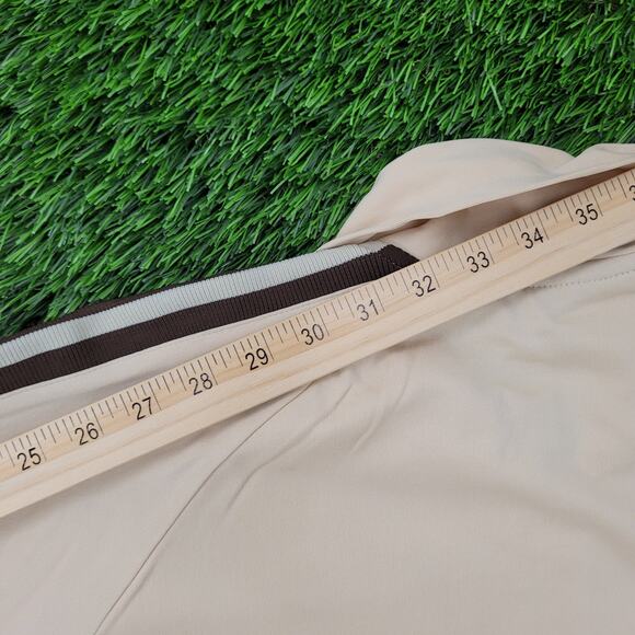 Vintage 90s MOD Track Jacket Large 23x25 Beige Brown - Picture 5 of 16